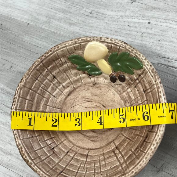 Byron Molds Ceramic Mushroom 1971 Hand Painted Vintage Cottage Textured Bowl - Picture 6 of 10